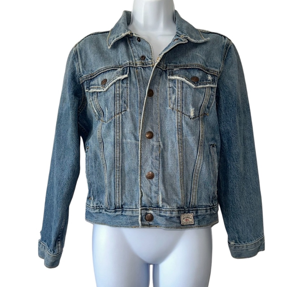 Abercrombie Women’s Blue Denim Vintage Heavy Weight Jean Jacket- Size Medium